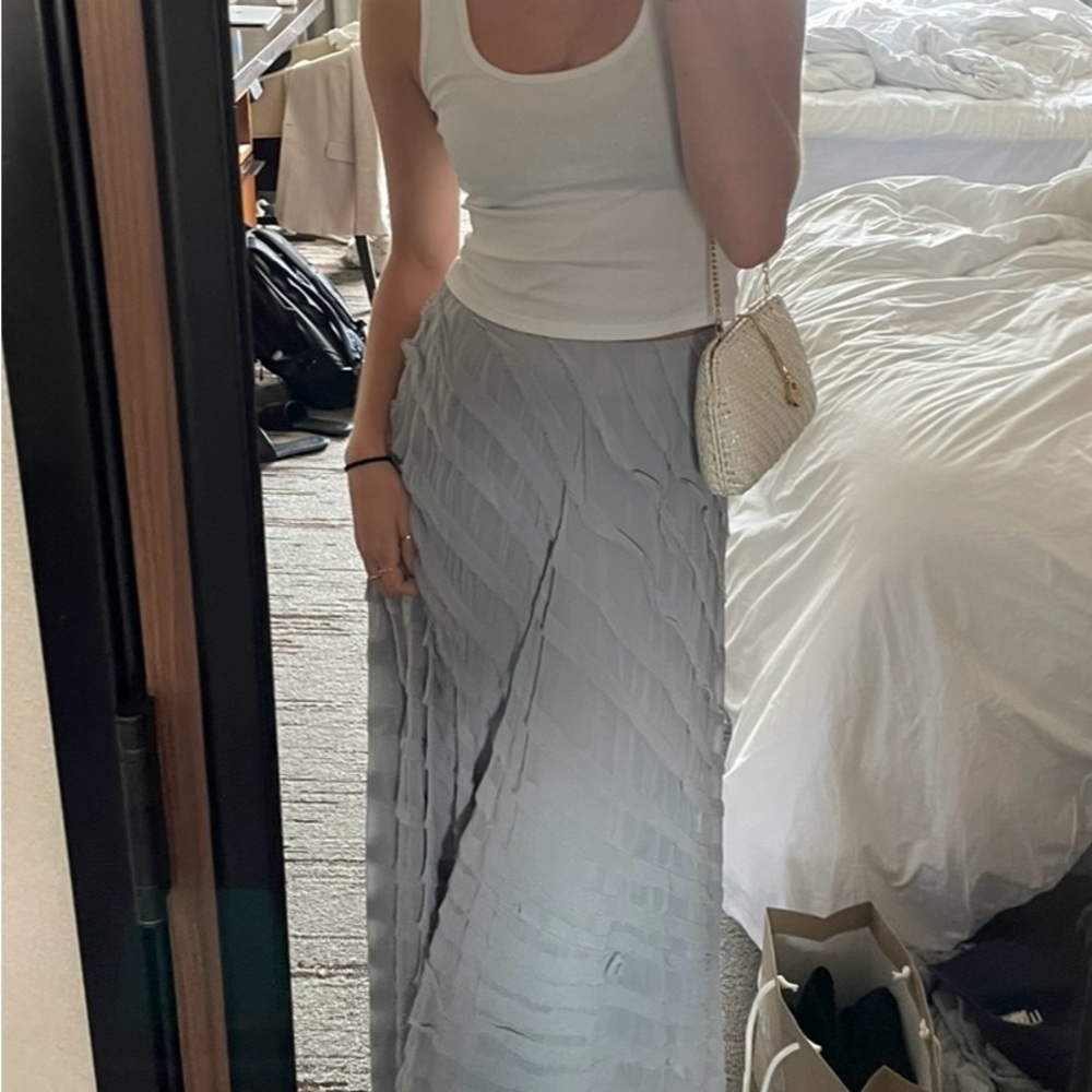 Anthropologie Gray Pleated Wrap Maxi Skirt